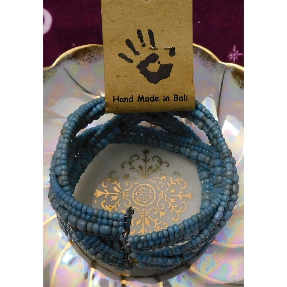 Archipelago Handmade Blue beaded Cuff Bracelet - Picture 6 of 6